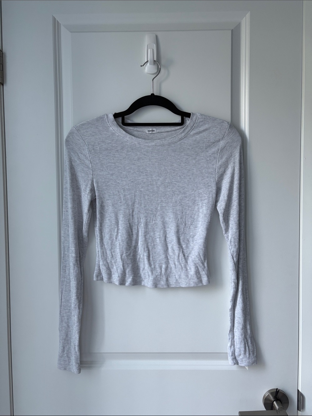 Garage Gray Long Sleeve Ribbed Top